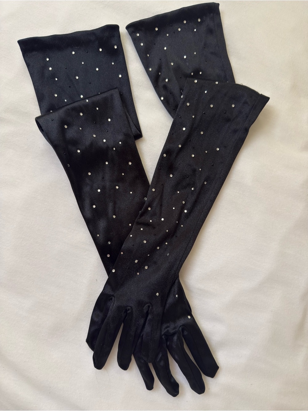 Zara Black Long Embellished Evening Gloves